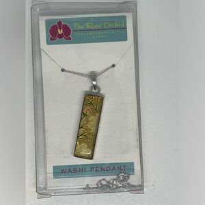 Washi Pendant on a White Gold Filled Chain - Vintage New in Box The Rare Orchid